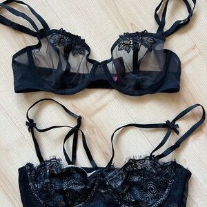 Elegant Black Lace Lingerie Bralette (x2)